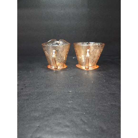 Jeanette Floragold Sugar & Creamer, Iridescent Glass Set, Vintage Carnival Glass - Picture 4 of 9